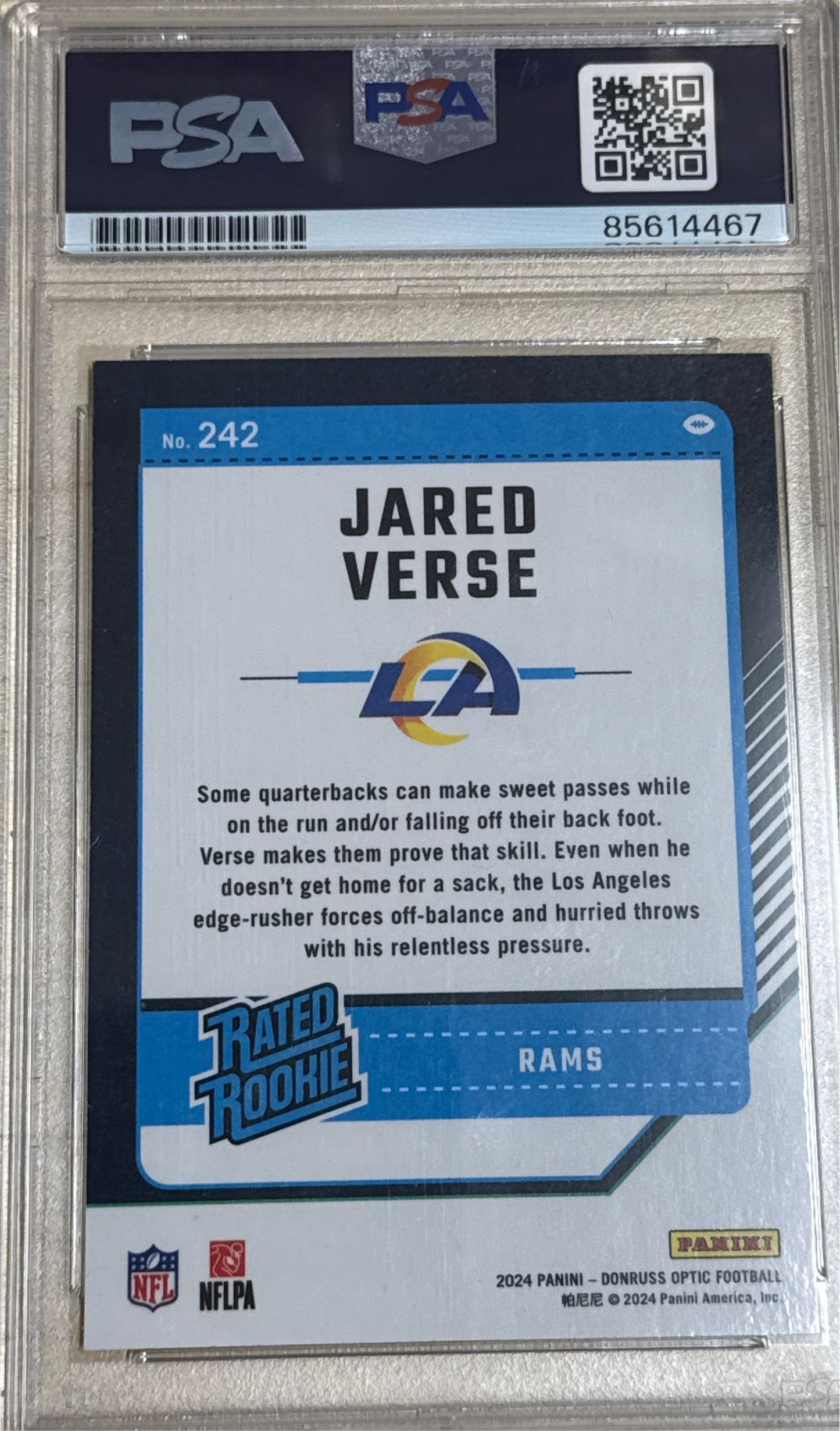 Jared Verse Autographed Rookie Trading Card PSA DNA
