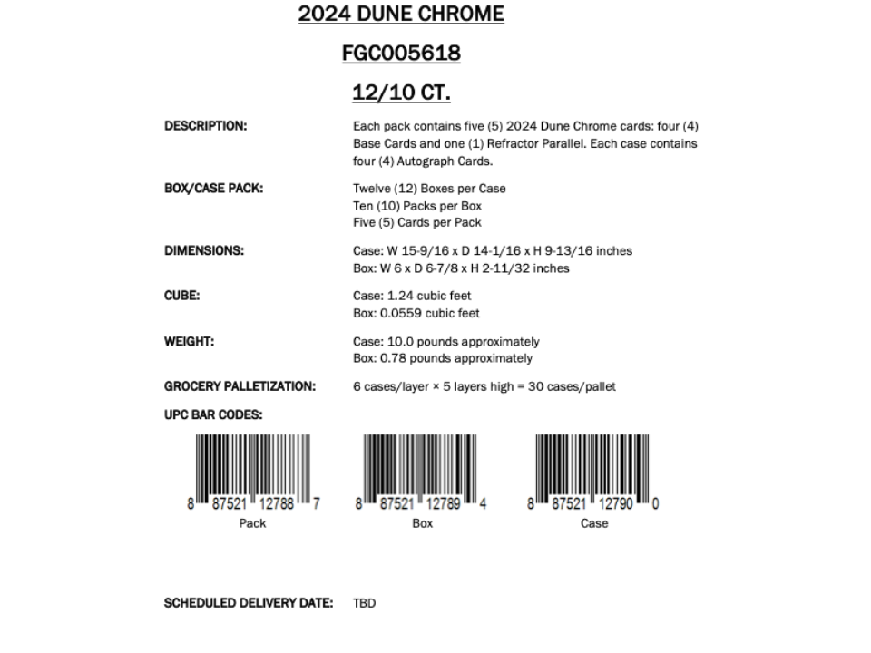 2024 Topps Dune Chrome Hobby Box *** 10/10 RELEASE