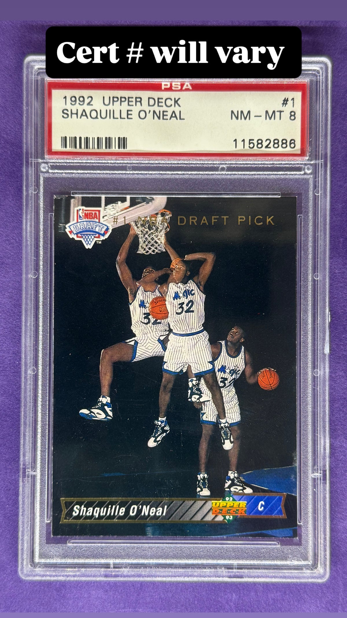 1992-93 Upper Deck SHAQUILLE O'NEAL #1 Draft Pick Rookie PSA 8