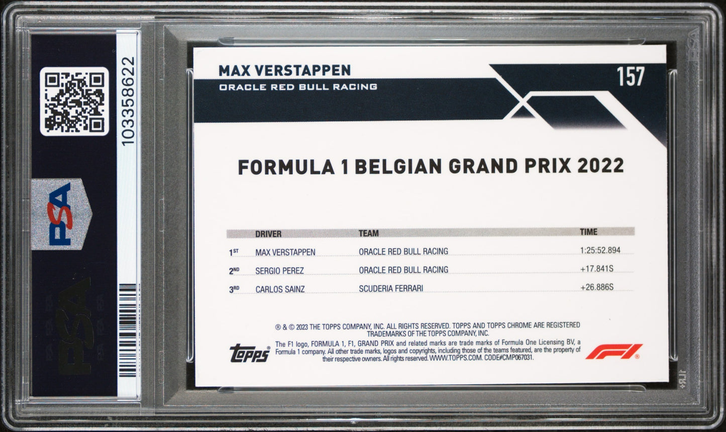 2023 Topps Chrome Sapphire Formula 1 Max Verstappen Aqua 12/99 PSA 10