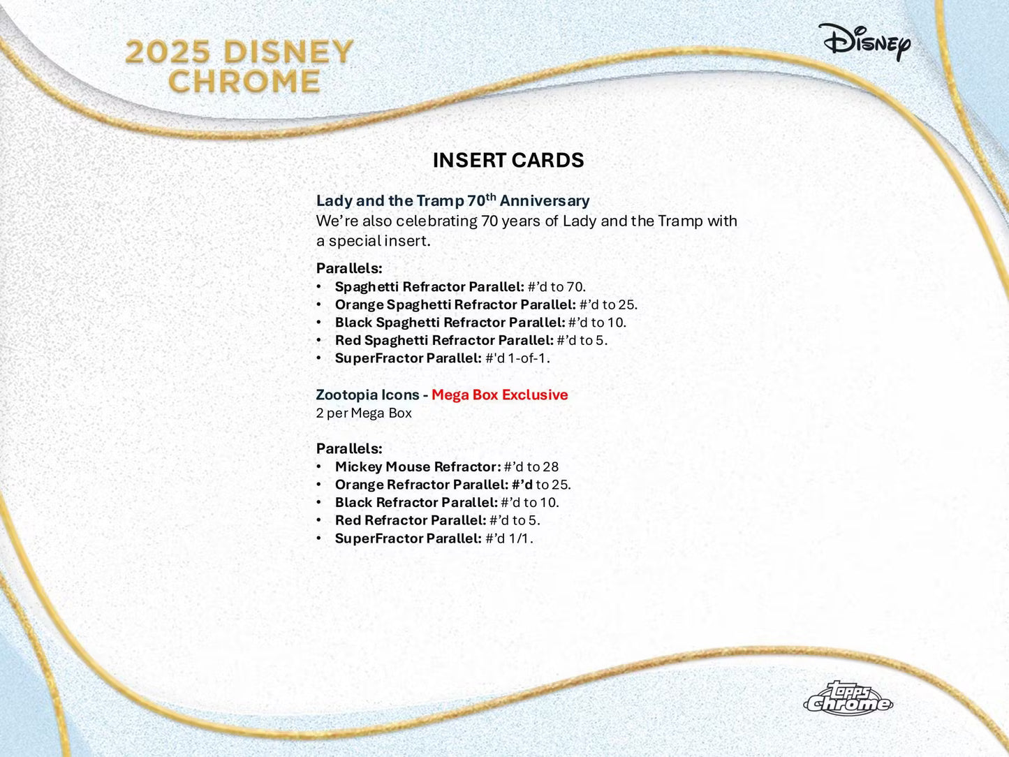 2025 Topps Chrome Disney Mega Box PRESALE 9/24/2025 RELEASE