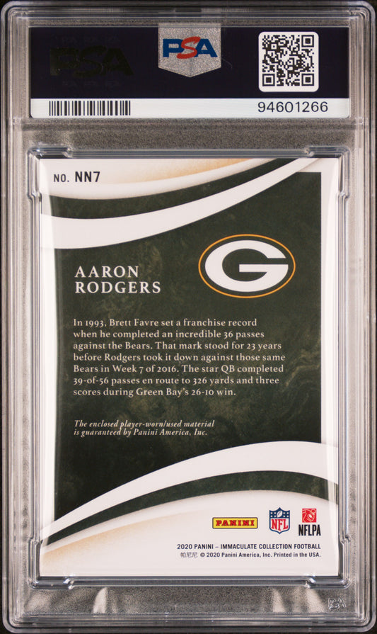2020 Panini Immaculate Collection Aaron Rodgers Nameplate Nobility 1/7 PSA Authentic