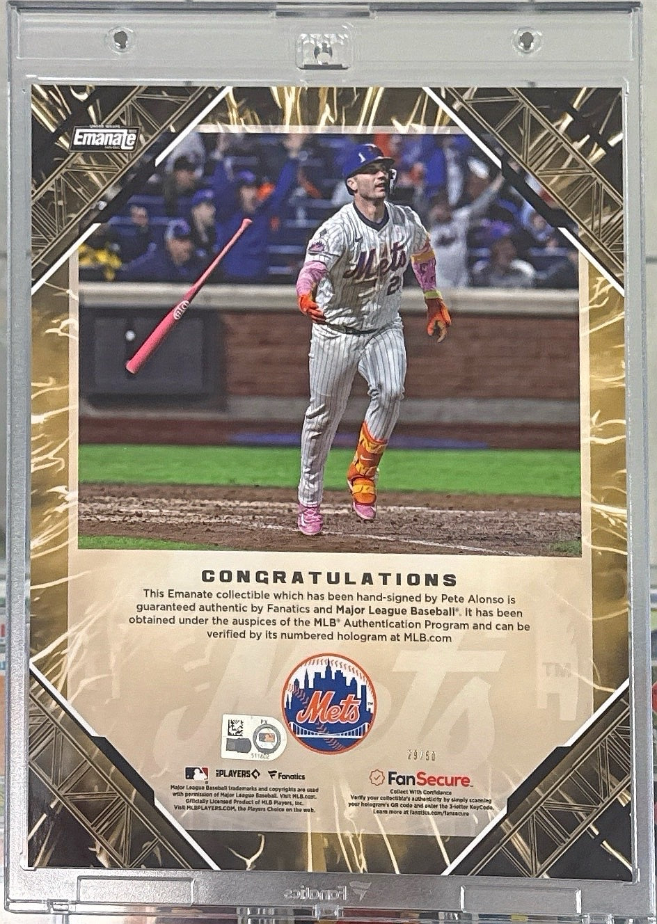 Pete Alonso Fanatics Under Wraps Gold Auto /50 8x10 New York Mets