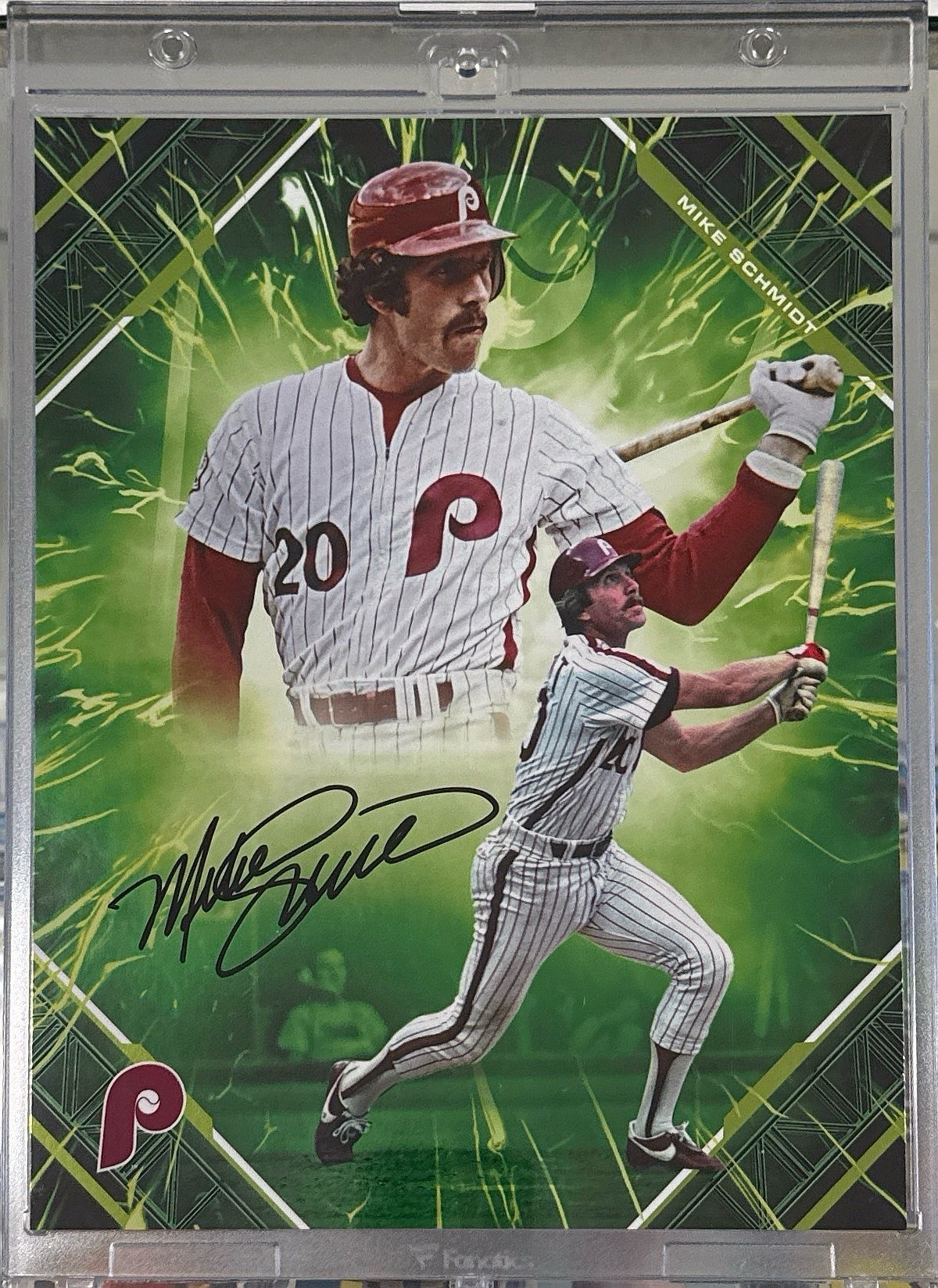 Mike Schmidt Fanatics Under Wraps Green Auto /99 8x10 Philadelphia Phillies