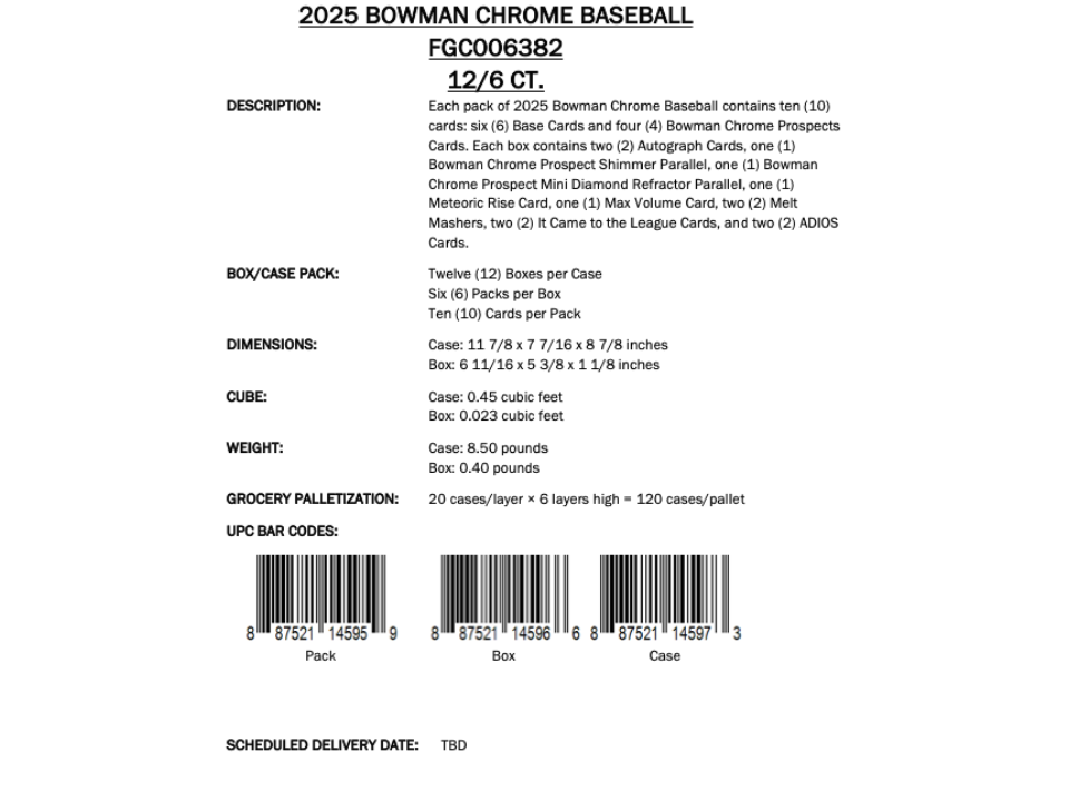 2025 Bowman Chrome Baseball Hobby Box