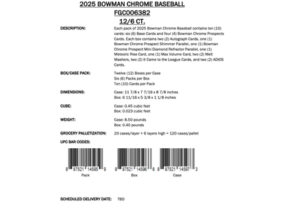 2025 Bowman Chrome Baseball Hobby Box