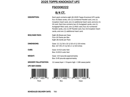 2025 Topps Knockout UFC Hobby Box PRESALE *** 10/10 RELEASE