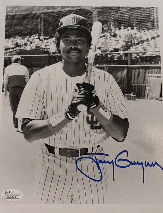 Tony Gwynn Autographed B&W 8x10 JSA Authenticated Padres