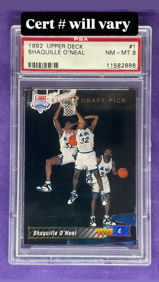 1992-93 Upper Deck SHAQUILLE O'NEAL #1 Draft Pick Rookie PSA 8