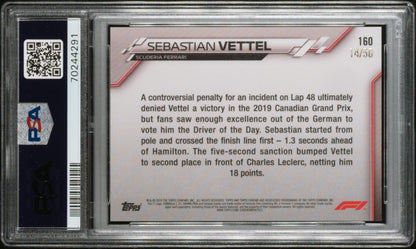 2020 Topps Chrome Sapphire Formula 1 Sebastian Vettel Gold 14/50 PSA 8