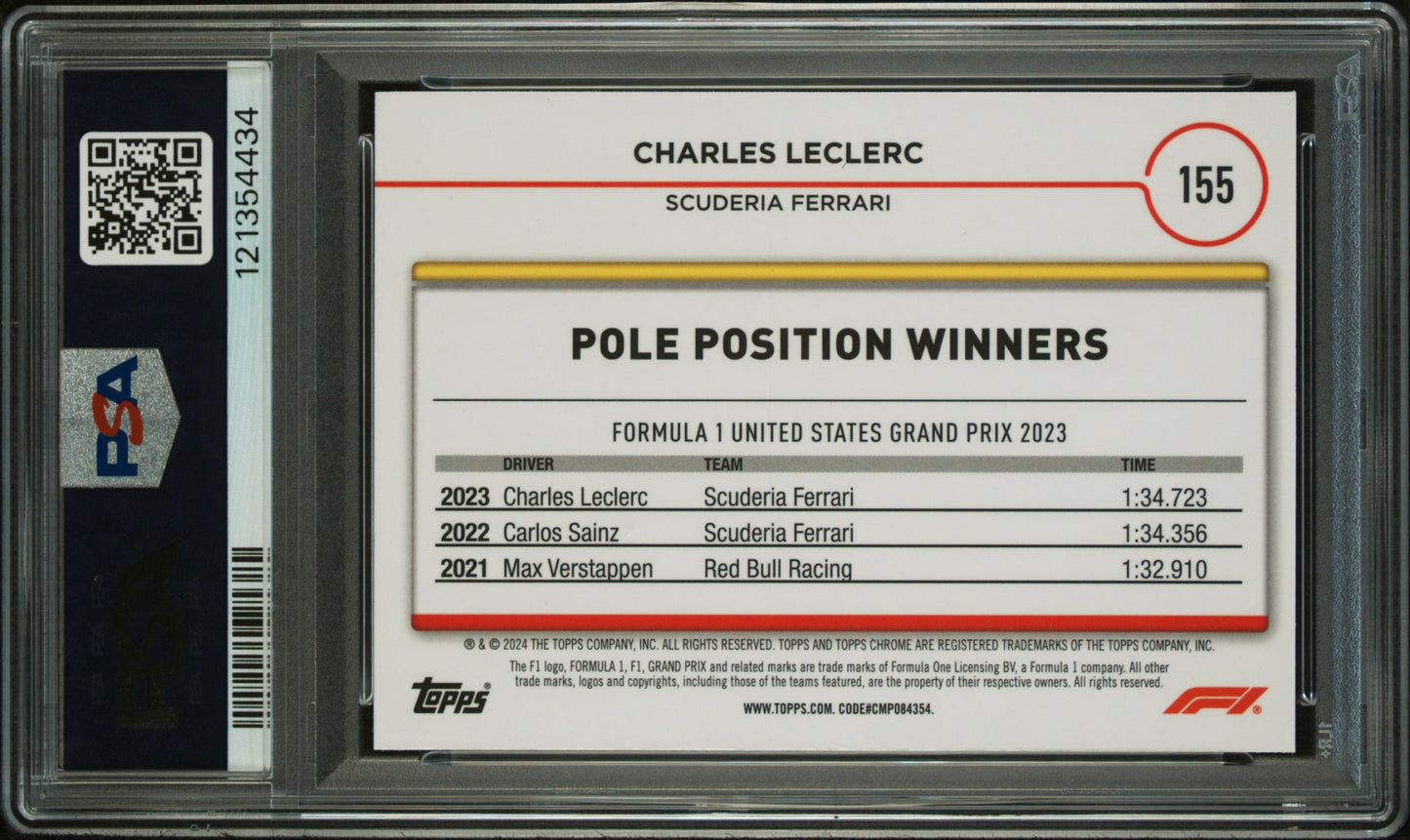 2024 Topps Chrome Sapphire Formula 1 Charles Leclerc Gold Refractor 19/50 PSA 9