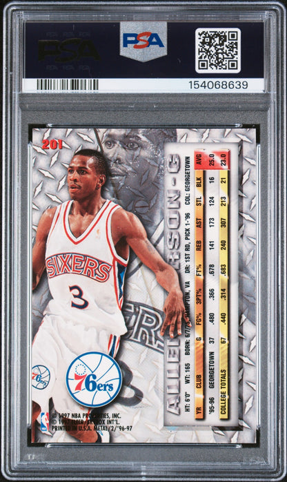 1996 Fleer Metal Allen Iverson Precious Metal Rookie 76ers #201 PSA 9