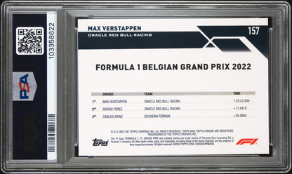 2023 Topps Chrome Sapphire Formula 1 Max Verstappen Aqua 12/99 PSA 10