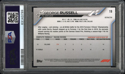 2020 Topps Chrome Formula 1 George Russell Refractor Portrait Rookie PSA 9