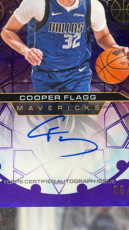 2025 Topps Chrome Update Cooper Flagg Chromographs Auto Purple /75 Rookie Mavs