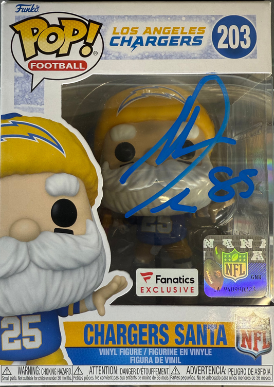 Antonio Gates Autographed Funko Pop Fanatics Exclusive " Chargers Santa " Becket Authenticated