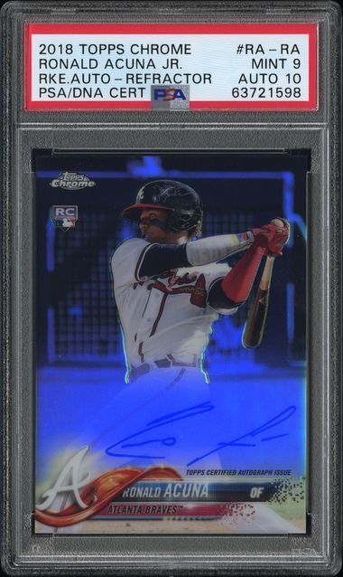 2018 Topps Chrome Ronald Acuna Jr Rookie Auto Refractor /499 PSA 9 Auto 10