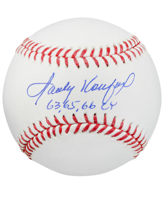 Sandy Koufax Fanatics Autographed Authentic Baseball with "63, 65, 66 CY" Los Angeles Dodgers