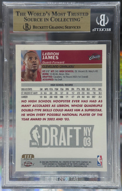 2003-04 Topps Chrome Refractor #111 LeBron James Rookie Card - BGS GEM MINT 9.5