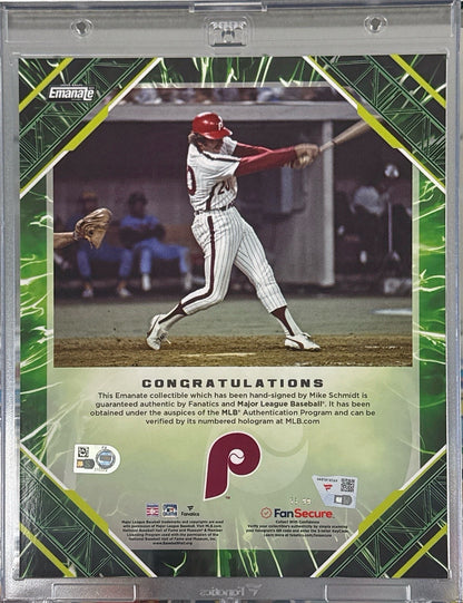 Mike Schmidt Fanatics Under Wraps Green Auto /99 8x10 Philadelphia Phillies