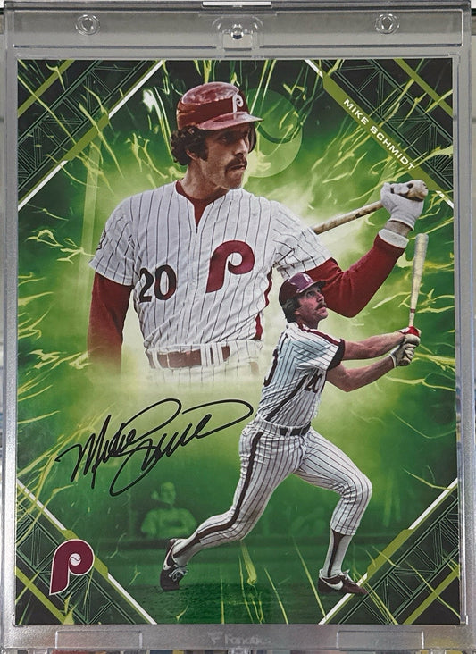 Mike Schmidt Fanatics Under Wraps Green Auto /99 8x10 Philadelphia Phillies