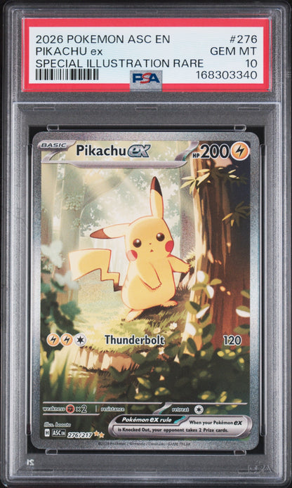 2026 Pokemon Ascended Heroes Pikachu ex Special Illustration Rare 276 PSA 10