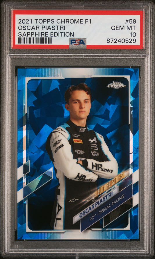 2021 Topps Chrome Sapphire Formula 1 Oscar Piastri Future Stars Rookie PSA 10