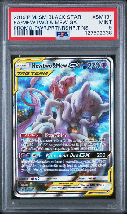 2019 Pokemon Sun & Moon Promo Power Partnership Mewtwo & Mew GX #SM191 PSA 9