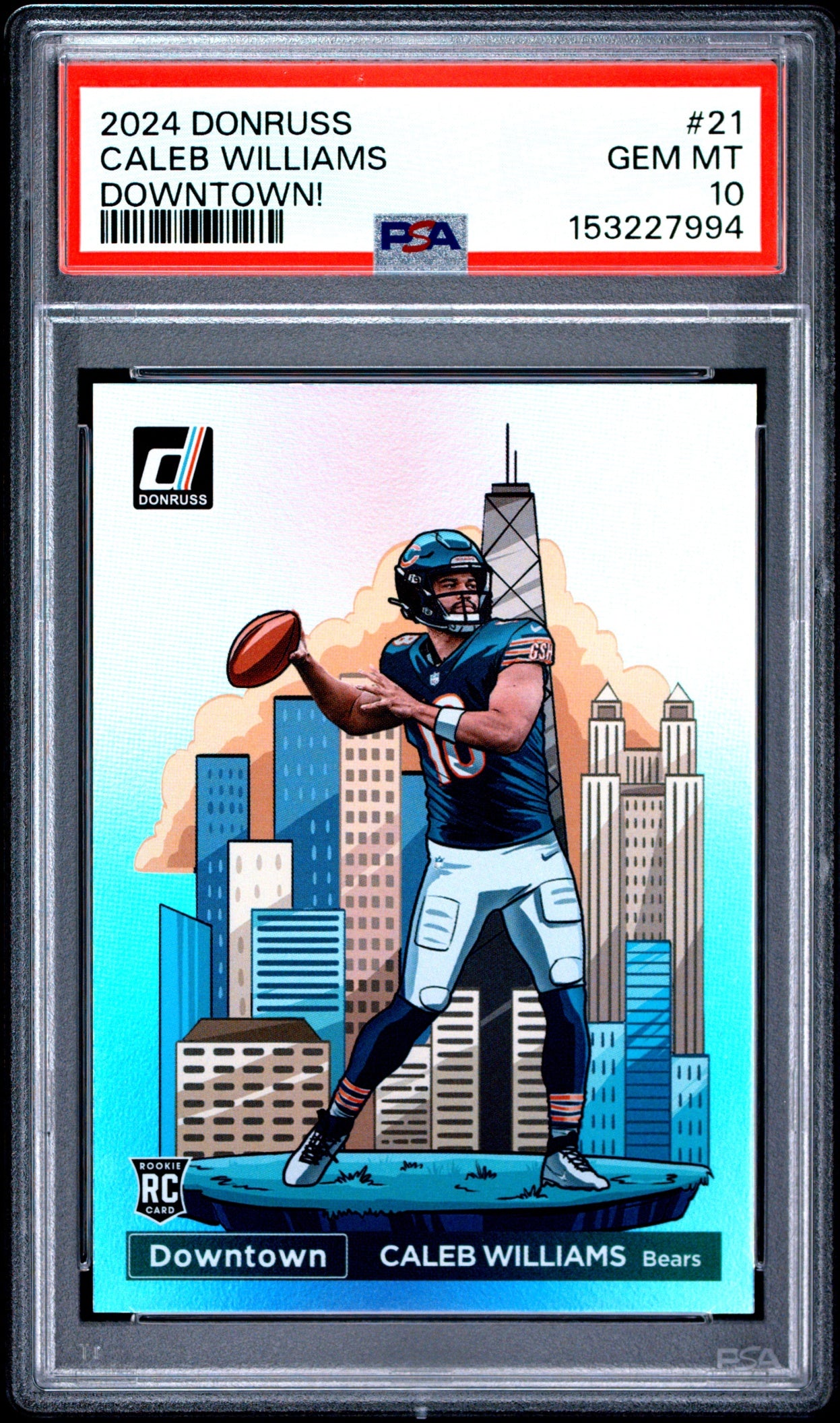 2024 Panini Donruss Caleb Williams Rookie Downtown PSA 10 Chicago Bears