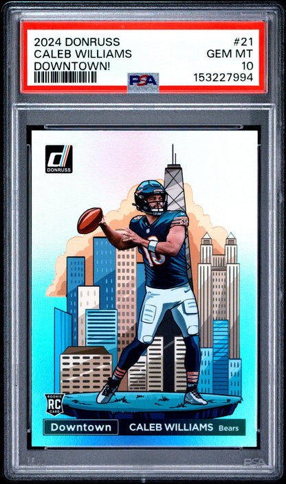 2024 Panini Donruss Caleb Williams Rookie Downtown PSA 10 Chicago Bears