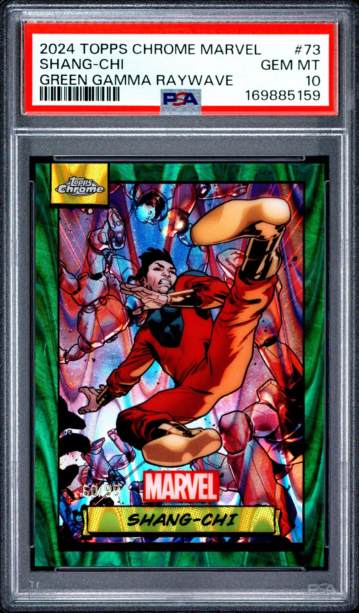 2024 Topps Chrome Marvel Shang-Chi Green Gamma Ray Wave Refractor /99 PSA 10