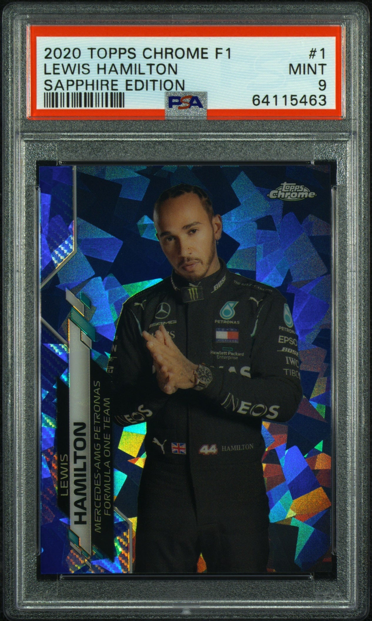 2020 Topps Chrome Sapphire Formula 1 Lewis Hamilton Portrait VAR PSA 9