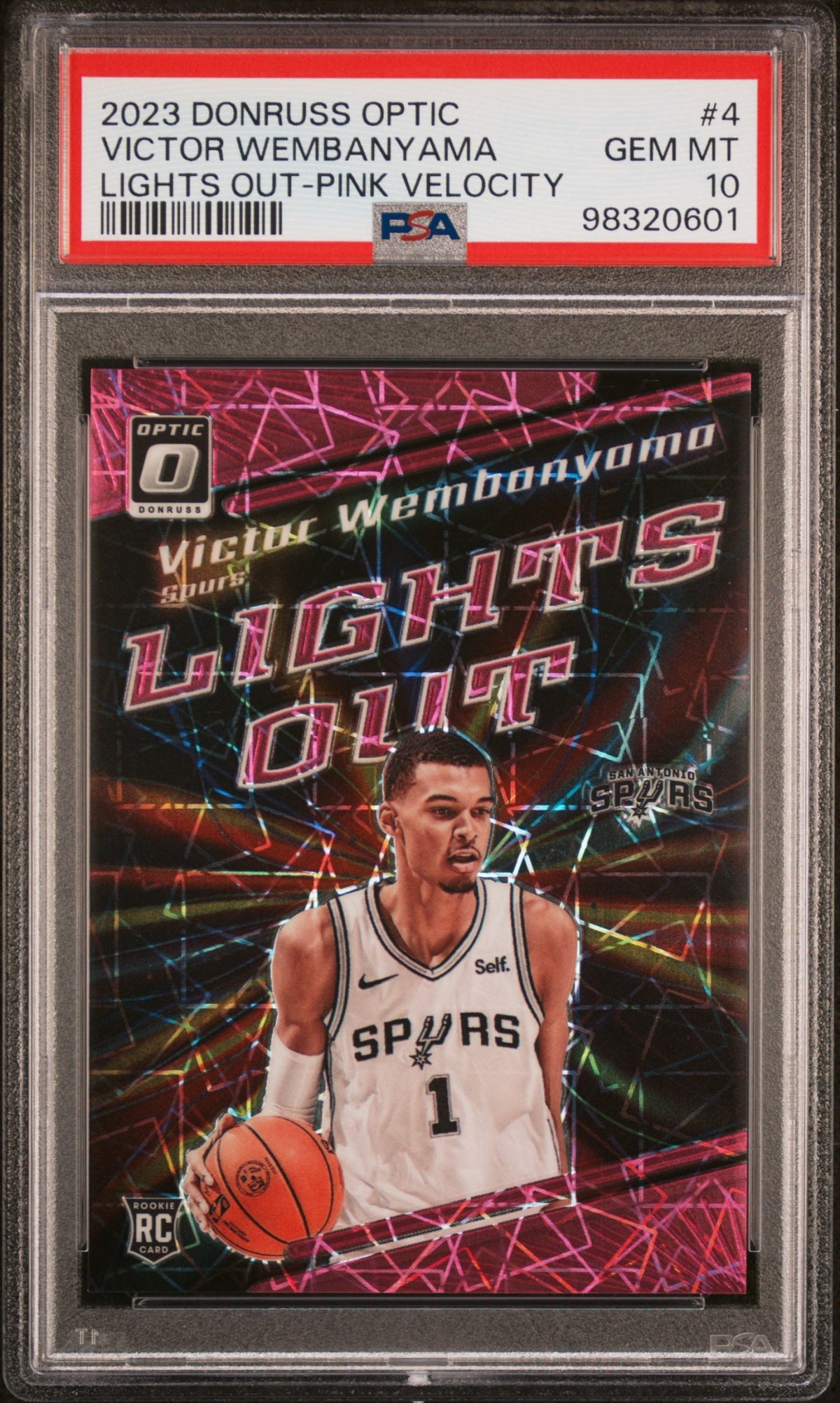 2023 Donruss Optic Lights Out Pink Velocity Victor Wembanyama ROOKIE /79 PSA 10