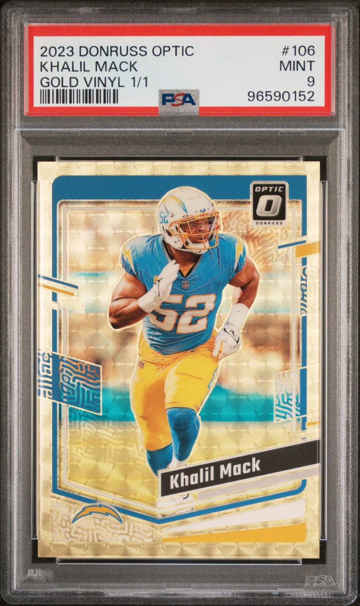 2023 Panini Donruss Optic Khalil Mack Gold Vinyl Prizm 1/1 Chargers PSA 9