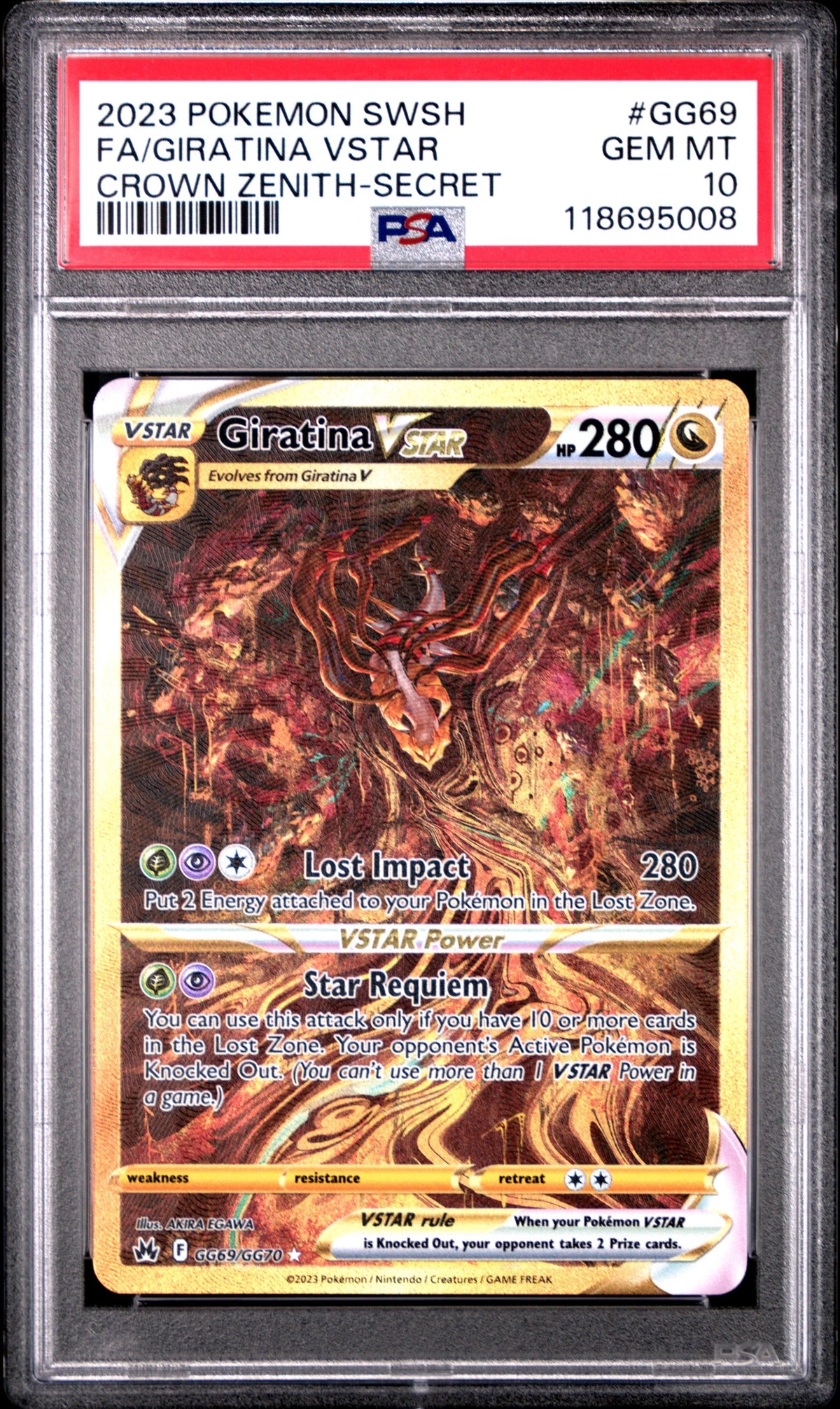 2023 POKEMON SWORD & SHIELD CROWN ZENITH SECRET FULL ART GIRATINA VSTAR PSA 10