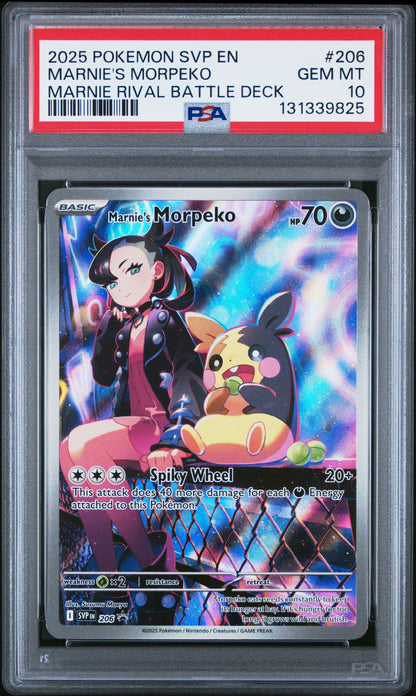 2025 POKEMON SVP EN-SV BLACK STAR PROMO #206 MARNIE'S MORPEKO PSA 10