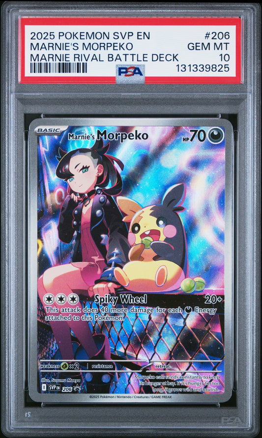 2025 POKEMON SVP EN-SV BLACK STAR PROMO #206 MARNIE'S MORPEKO PSA 10