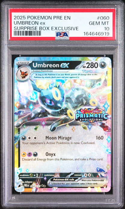 2025 POKEMON PRE EN-PRISMATIC EVOLUTIONS #060 UMBREON EX PSA 10